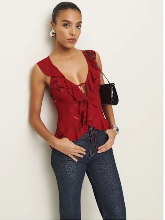 Reformation Tops - Reformation Paulette Top Red - Size 2